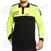 Tricou polo Politia Locala (Hi-Vis/Negru, maneca lunga)